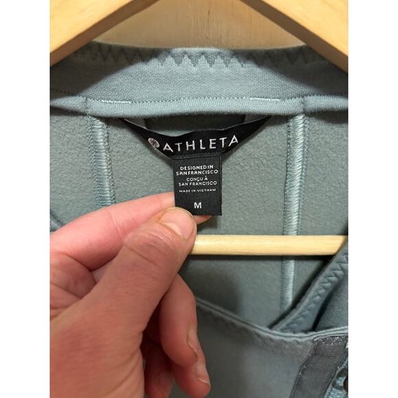 ATHLETA Cotton Blend Moto Jacket green Asymmetrical Zip Women's M - Picture 4 of 8